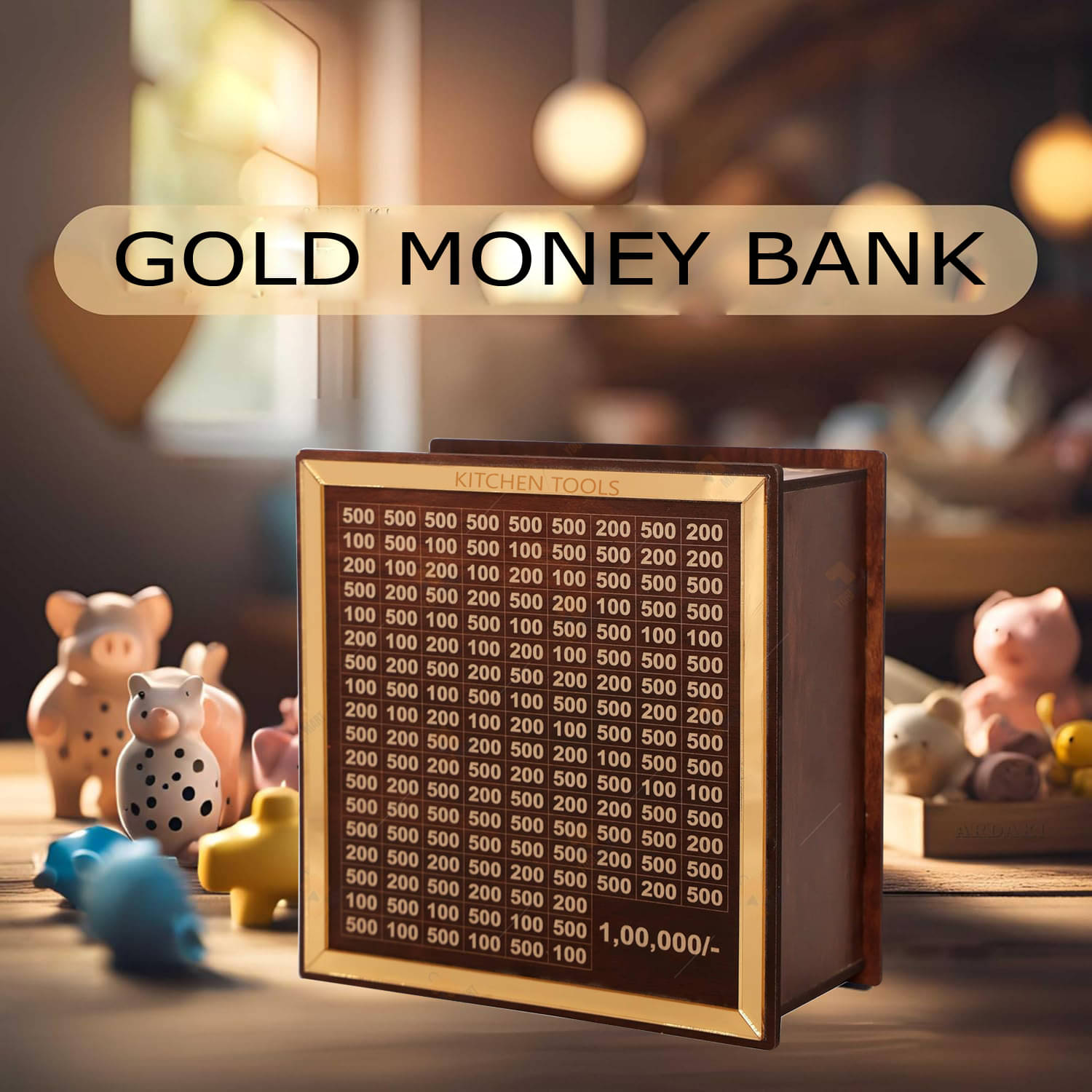     			SKYVILLA Wood Khaki Piggy Bank ( Pack of 1 )