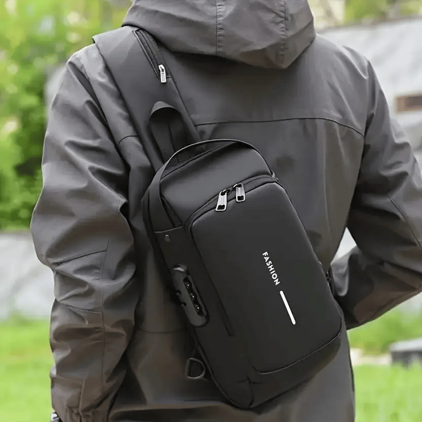    			Shopeleven Black Solid Messenger Bag