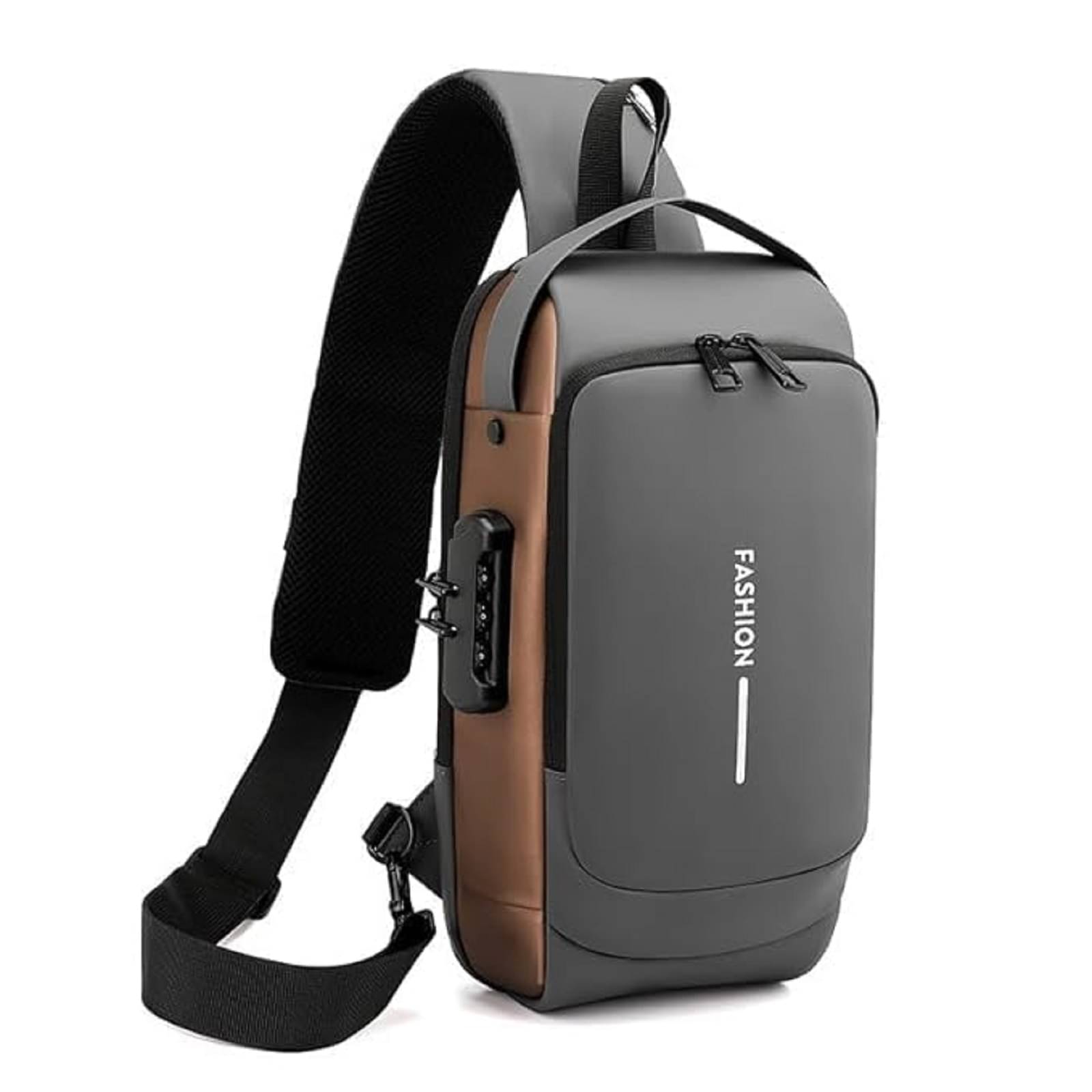     			Shopeleven Grey Solid Messenger Bag