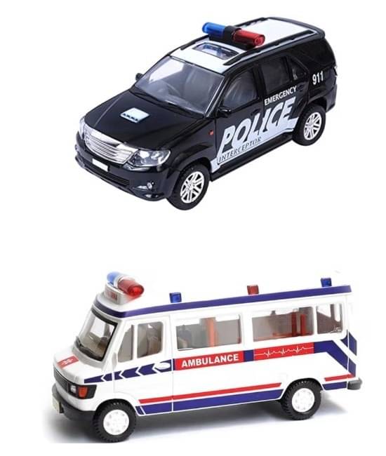 Toonkiz Ambulance Toy And Black Car Toys Combo for Kids Toonkiz Ambulance Toy And Black Car Toys Combo for Kids