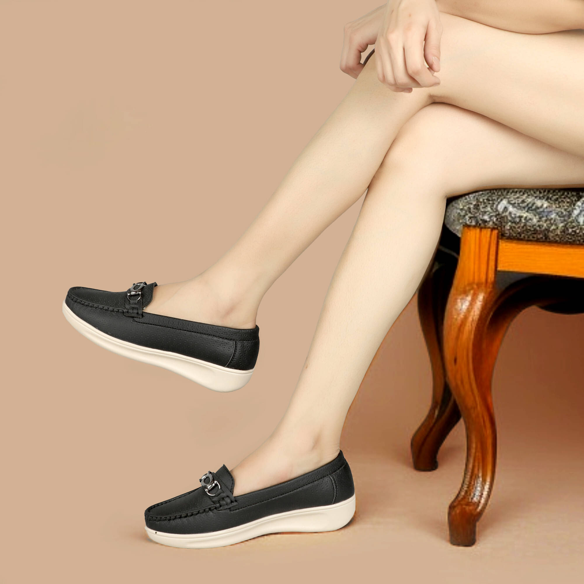     			Trotus Black Women's Loafers