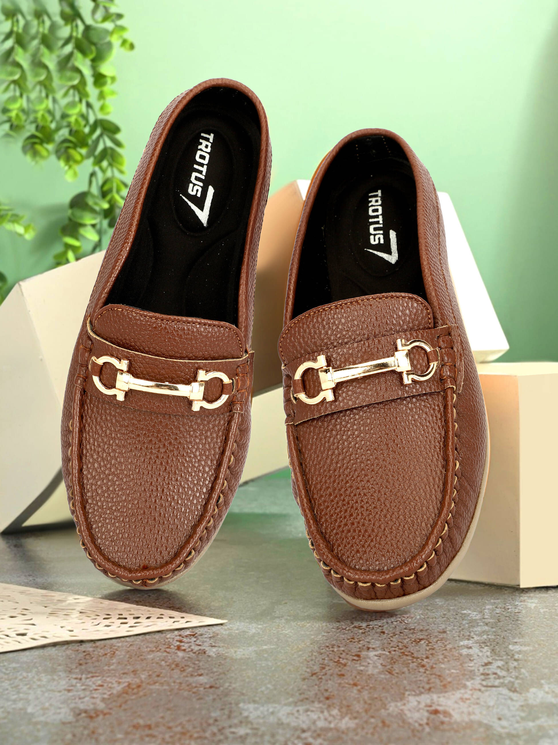     			Trotus Tan Women's Loafers
