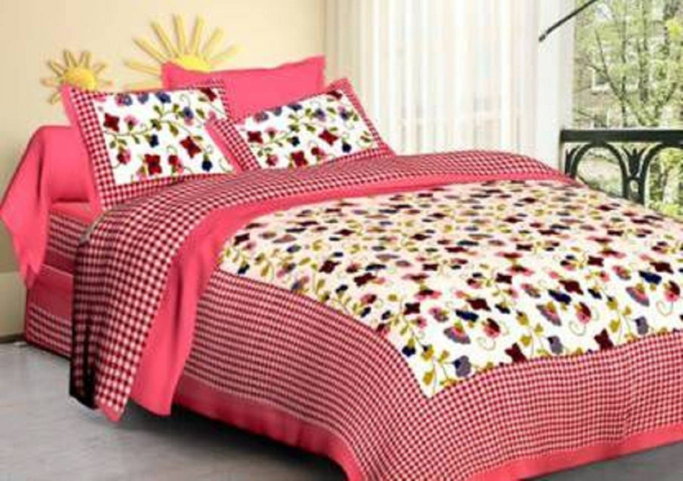 WAR TRADE Cotton 1 Double Bedsheet with 2 Pillow Covers ( Pink ) WAR TRADE Cotton 1 Double Bedsheet with 2 Pillow Covers ( Pink )