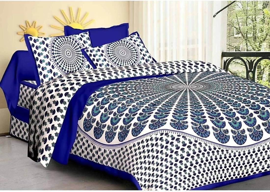 WAR TRADE Cotton 1 Double Bedsheet with 2 Pillow Covers ( Blue ) WAR TRADE Cotton 1 Double Bedsheet with 2 Pillow Covers ( Blue )