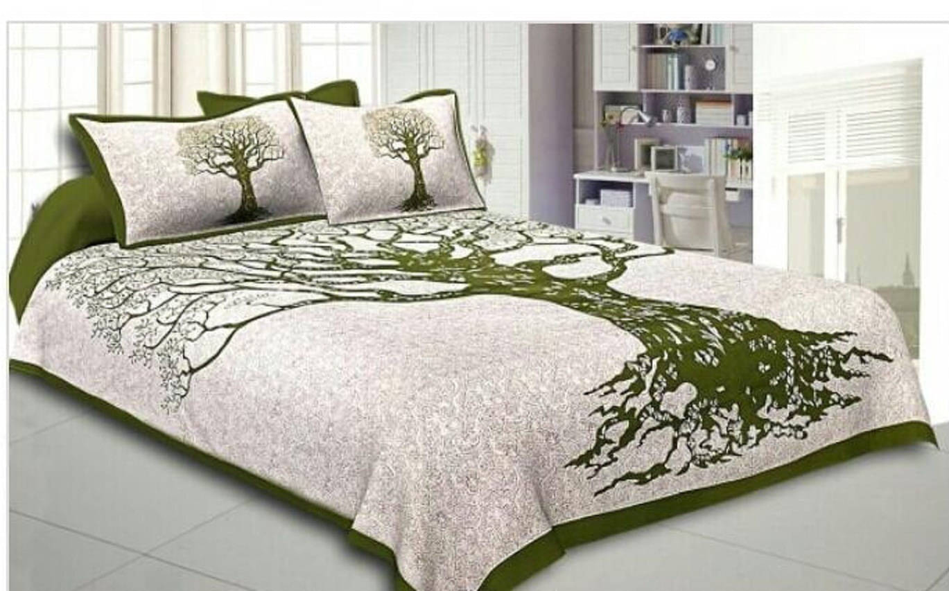 WAR TRADE Cotton 1 Double Bedsheet with 2 Pillow Covers ( Green )     			WAR TRADE Cotton 1 Double Bedsheet with 2 Pillow Covers ( Green )
