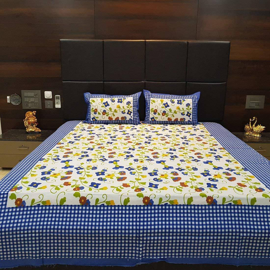 WAR TRADE Cotton 1 Double Bedsheet with 2 Pillow Covers ( Blue )     			WAR TRADE Cotton 1 Double Bedsheet with 2 Pillow Covers ( Blue )