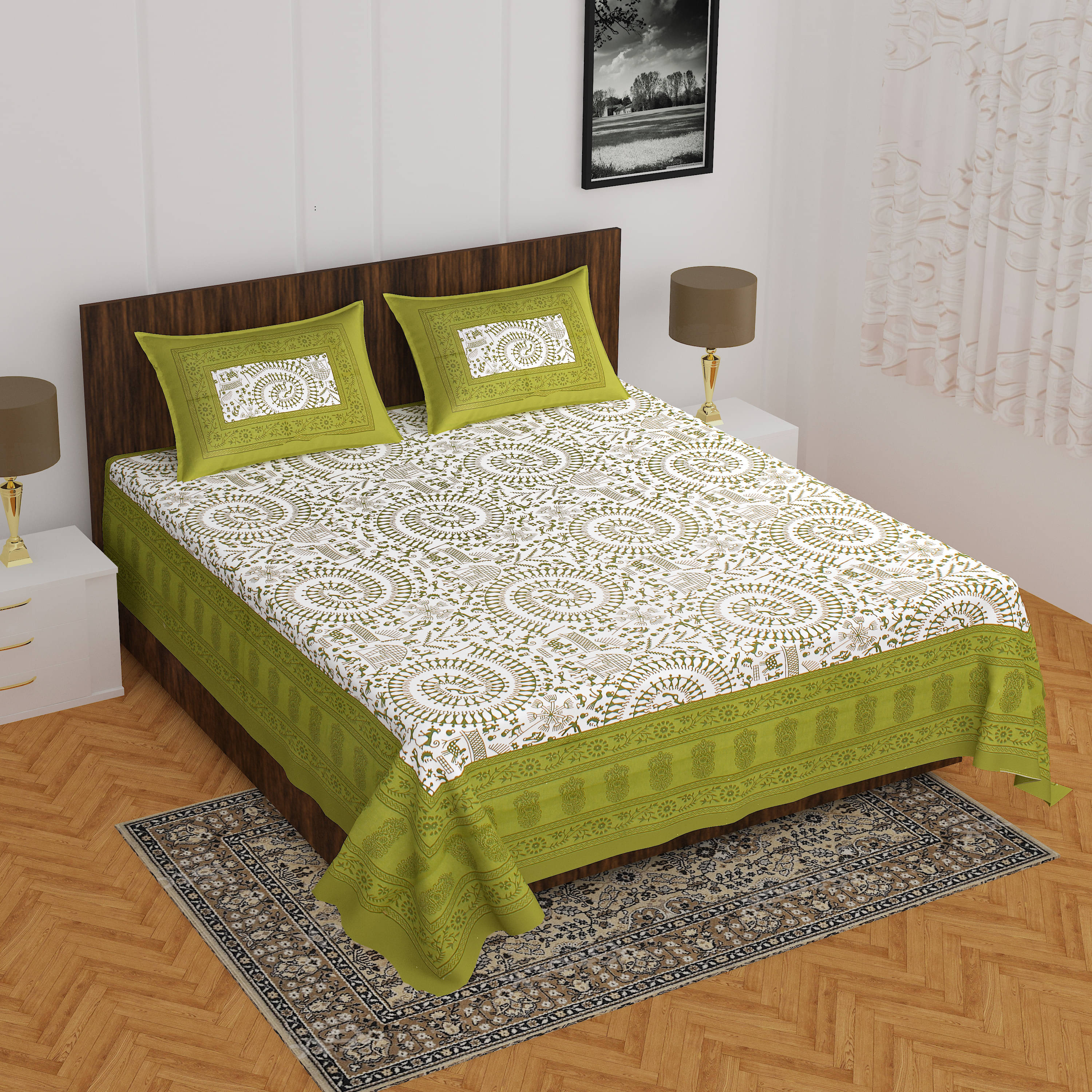     			WAR TRADE Cotton 1 Double Bedsheet with 2 Pillow Covers ( Pink )