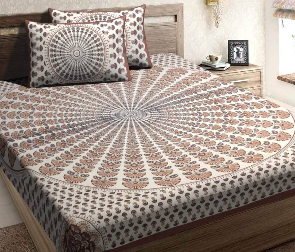 WAR TRADE Cotton 1 Double Bedsheet with 2 Pillow Covers ( Beige ) WAR TRADE Cotton 1 Double Bedsheet with 2 Pillow Covers ( Beige )