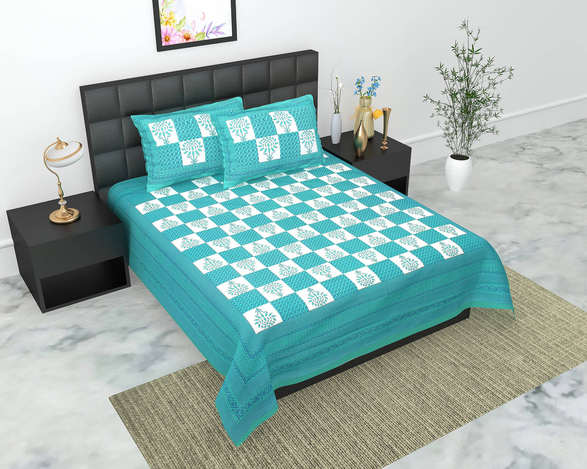 WAR TRADE Cotton 1 Double Bedsheet with 2 Pillow Covers ( Green ) WAR TRADE Cotton 1 Double Bedsheet with 2 Pillow Covers ( Green )