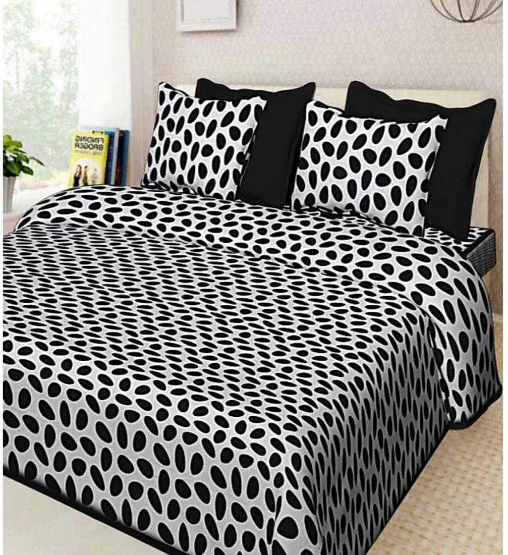     			WAR TRADE Cotton 1 Double Bedsheet with 2 Pillow Covers ( Black )