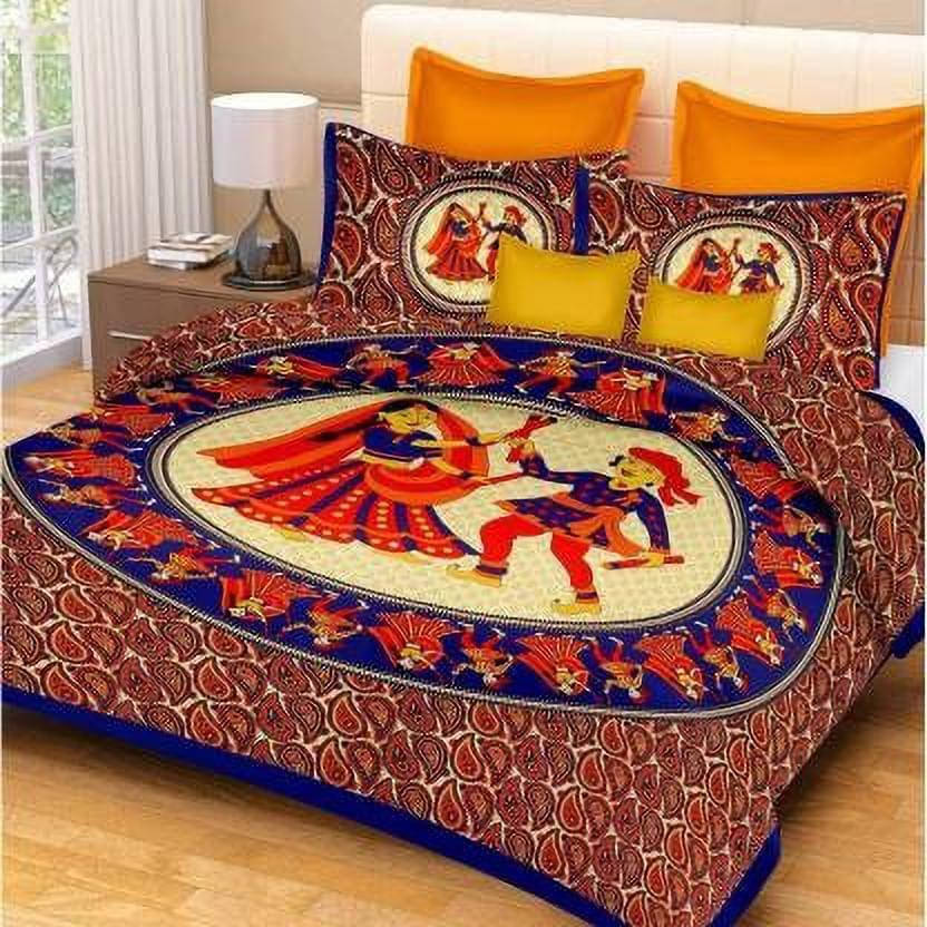 WAR TRADE Cotton 1 Double Bedsheet with 2 Pillow Covers ( Blue ) WAR TRADE Cotton 1 Double Bedsheet with 2 Pillow Covers ( Blue )