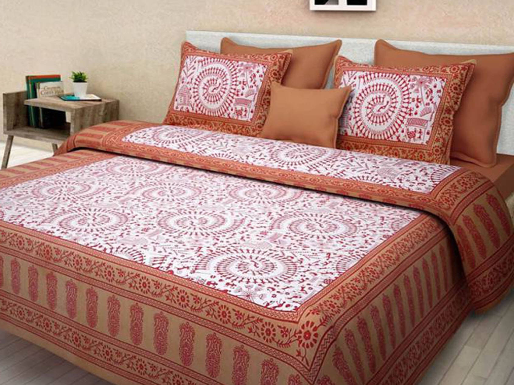 WAR TRADE Cotton 1 Double Bedsheet with 2 Pillow Covers ( Multicolor )     			WAR TRADE Cotton 1 Double Bedsheet with 2 Pillow Covers ( Multicolor )