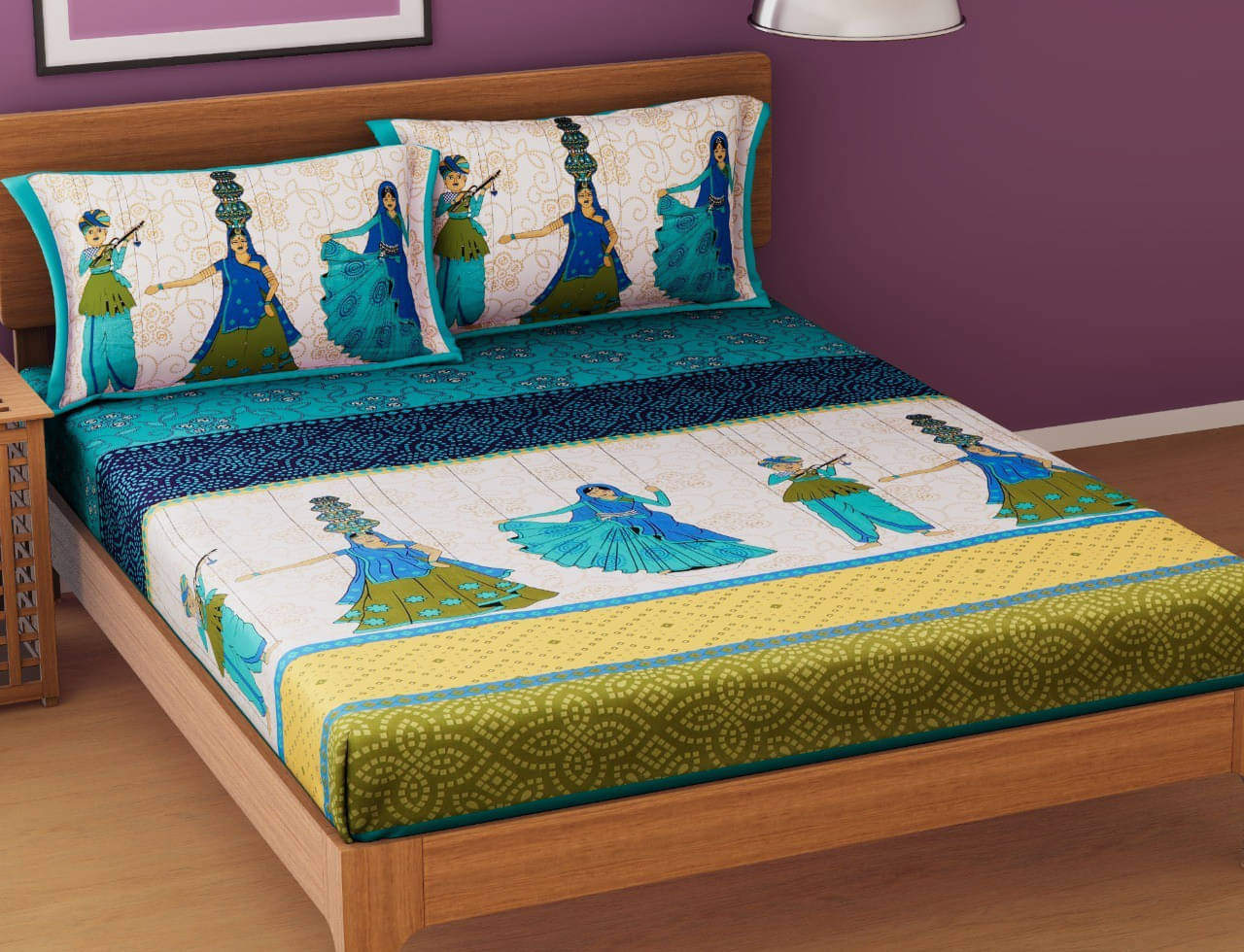 WAR TRADE Cotton 1 Double Bedsheet with 2 Pillow Covers ( Multicolor )     			WAR TRADE Cotton 1 Double Bedsheet with 2 Pillow Covers ( Multicolor )
