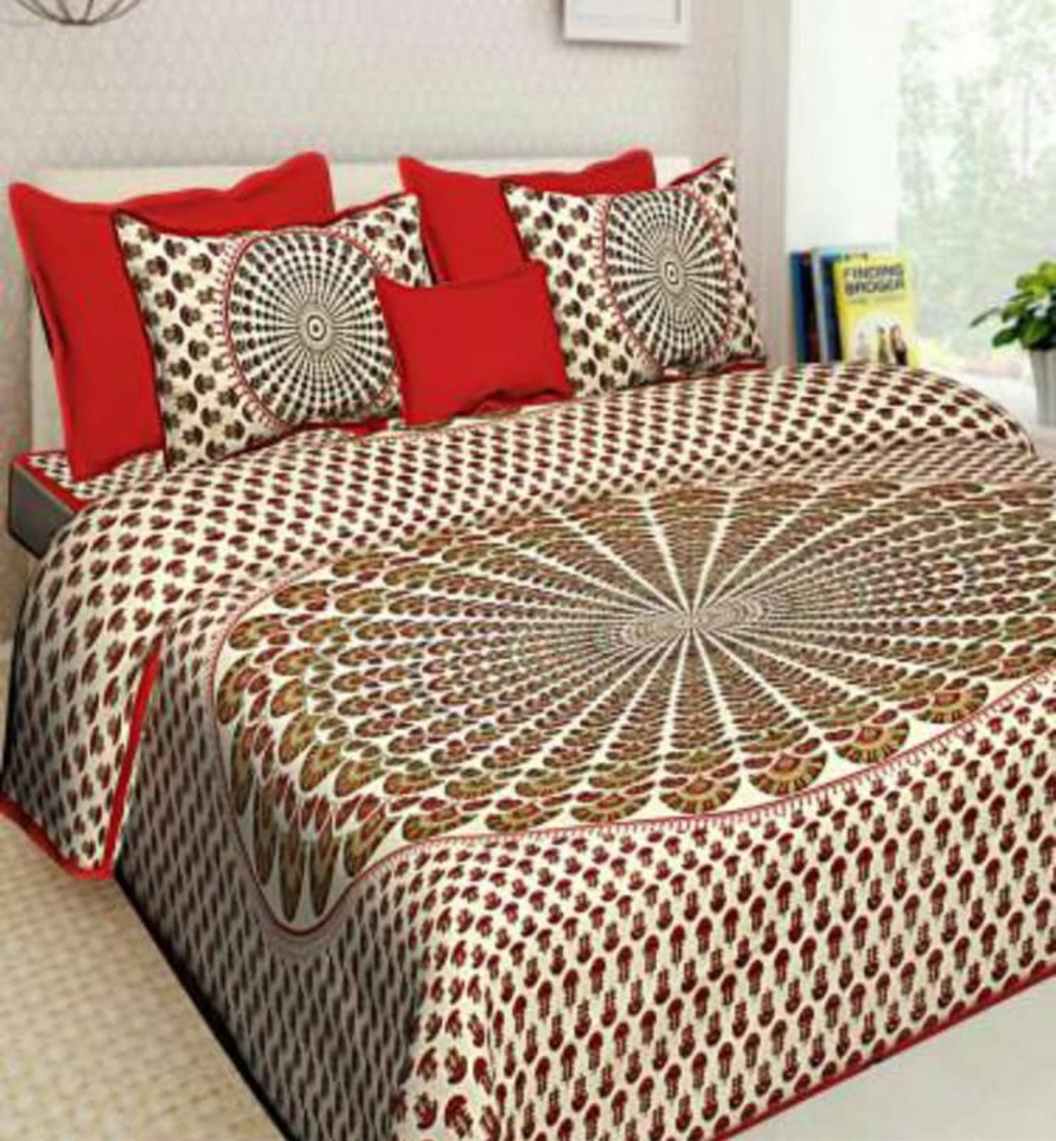     			WAR TRADE Cotton 1 Double Bedsheet with 2 Pillow Covers ( Maroon )