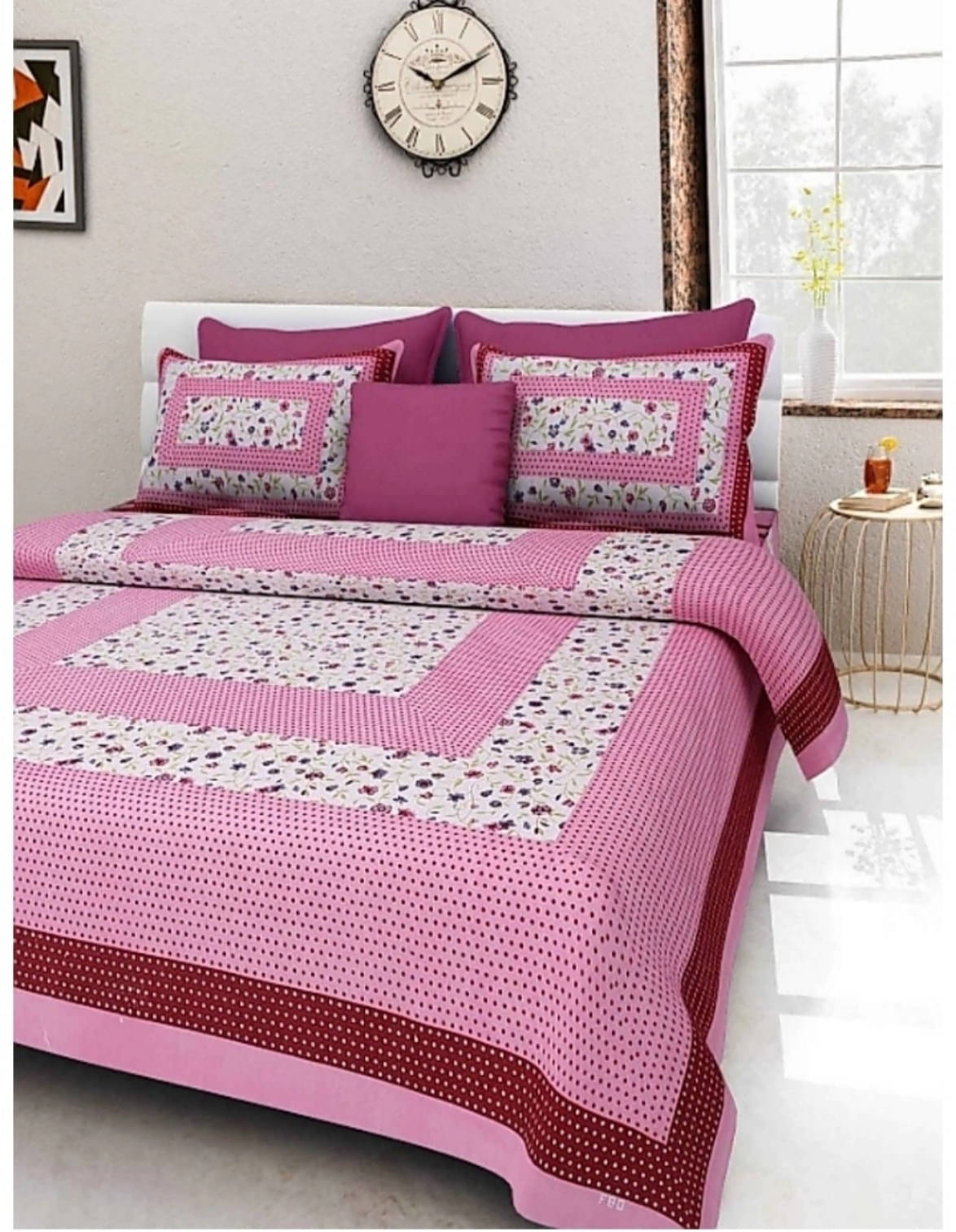 WAR TRADE Cotton 1 Double Bedsheet with 2 Pillow Covers ( Pink ) WAR TRADE Cotton 1 Double Bedsheet with 2 Pillow Covers ( Pink )