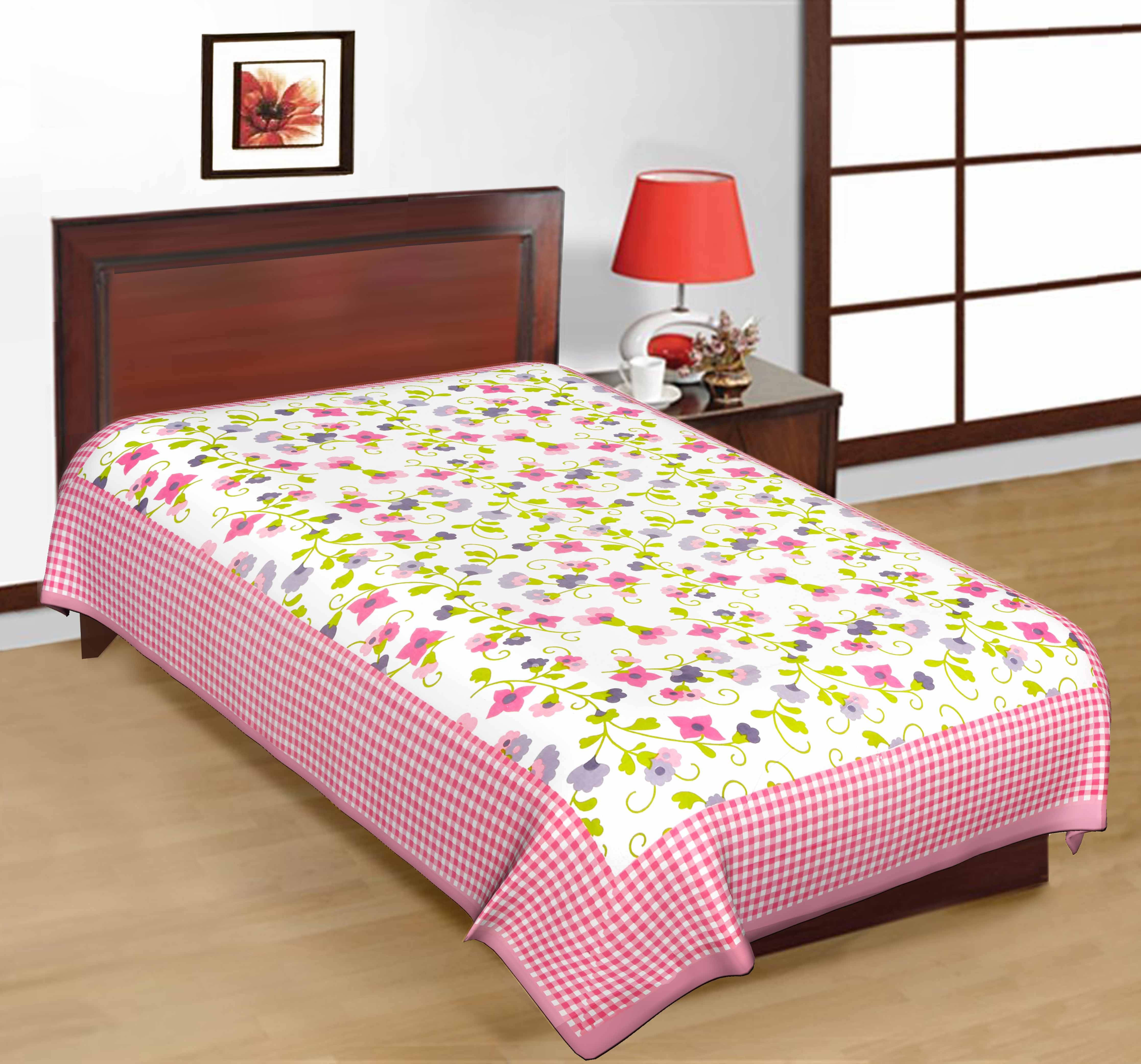     			WAR TRADE Cotton 1 Single Bedsheet with 1 Pillow Cover ( Pink )