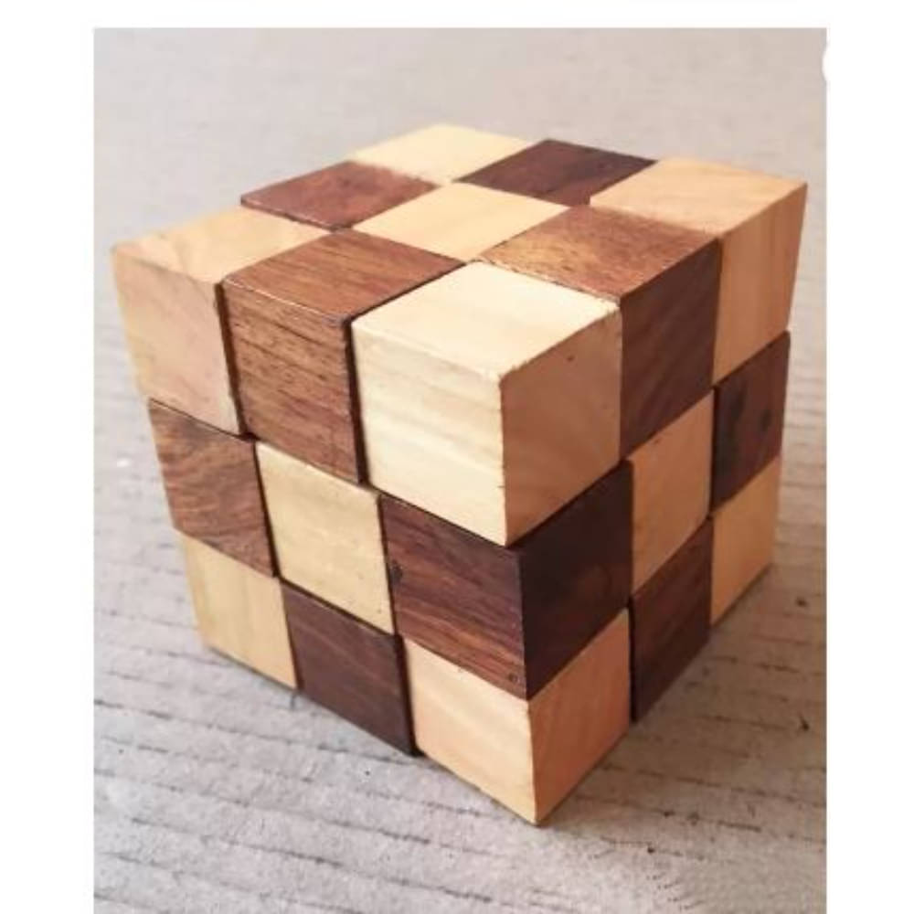     			Wooden Snake Cube Puzzle for Kids 4+ Years | Brain Teaser Stress Relief Toy | Compact 5.5 x 5.5 cm | Fun Puzzle Game for Kids & Adults | Unique Wooden Gift