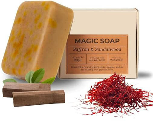 Mabilia Magic Soap Sandalwood and Saffron GharSoap Bath Glowing Brightening Skin Deep Cleansing Natural Formula