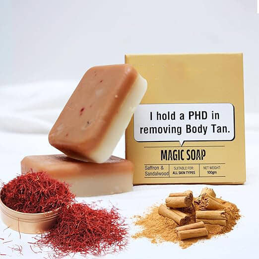 Mabilia Magic Soap Sandalwood Saffron Bath GharSoap Refreshing Bright Skin Deep Cleansing Natural Herbal Formula