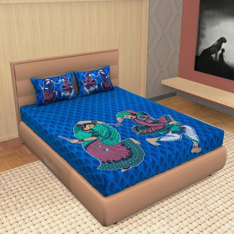 Batham Handloom Cotton 1 Double Bedsheet with 2 Pillow Covers ( Blue ) Batham Handloom Cotton 1 Double Bedsheet with 2 Pillow Covers ( Blue )