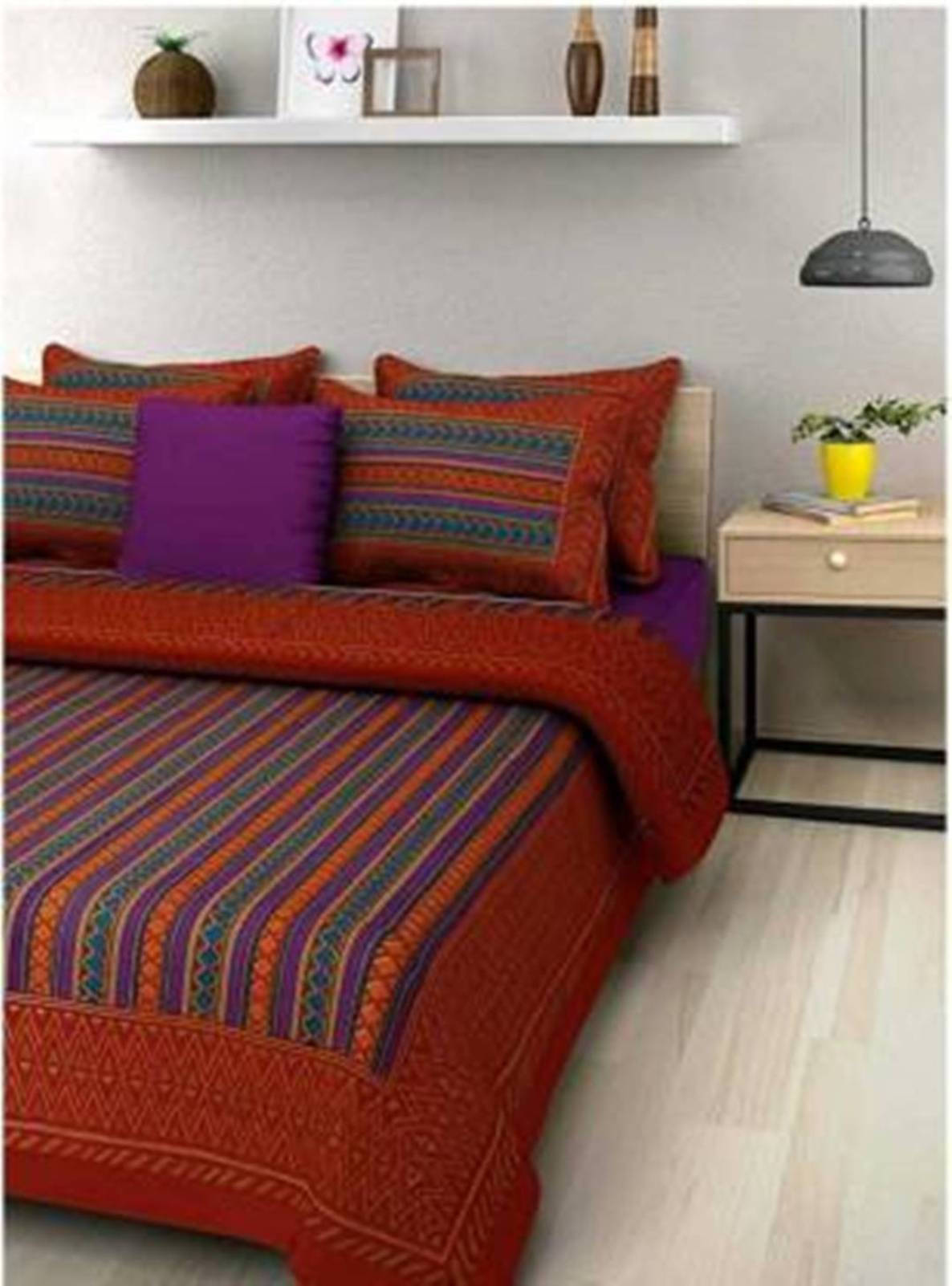 Batham Handloom Cotton 1 Double Bedsheet with 2 Pillow Covers ( Red ) Batham Handloom Cotton 1 Double Bedsheet with 2 Pillow Covers ( Red )