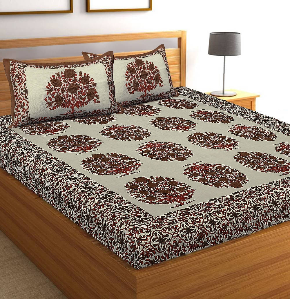     			Batham Handloom Cotton 1 Double Bedsheet with 2 Pillow Covers ( Multicolor )