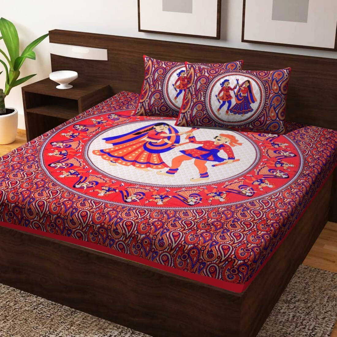 Batham Handloom Cotton 1 Double Bedsheet with 2 Pillow Covers ( Multicolor ) Batham Handloom Cotton 1 Double Bedsheet with 2 Pillow Covers ( Multicolor )