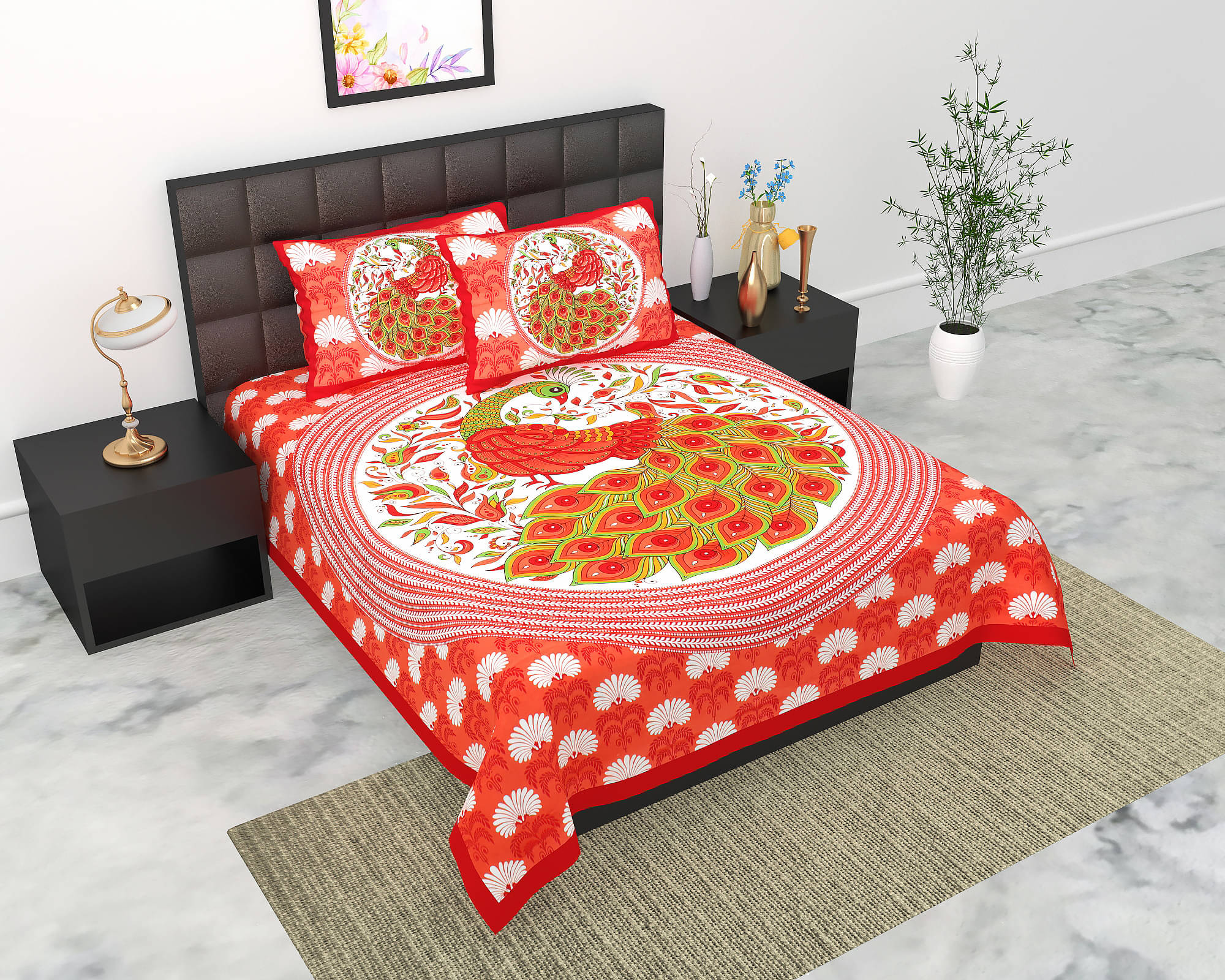     			Batham Handloom Cotton 1 Double Bedsheet with 2 Pillow Covers ( Pink )