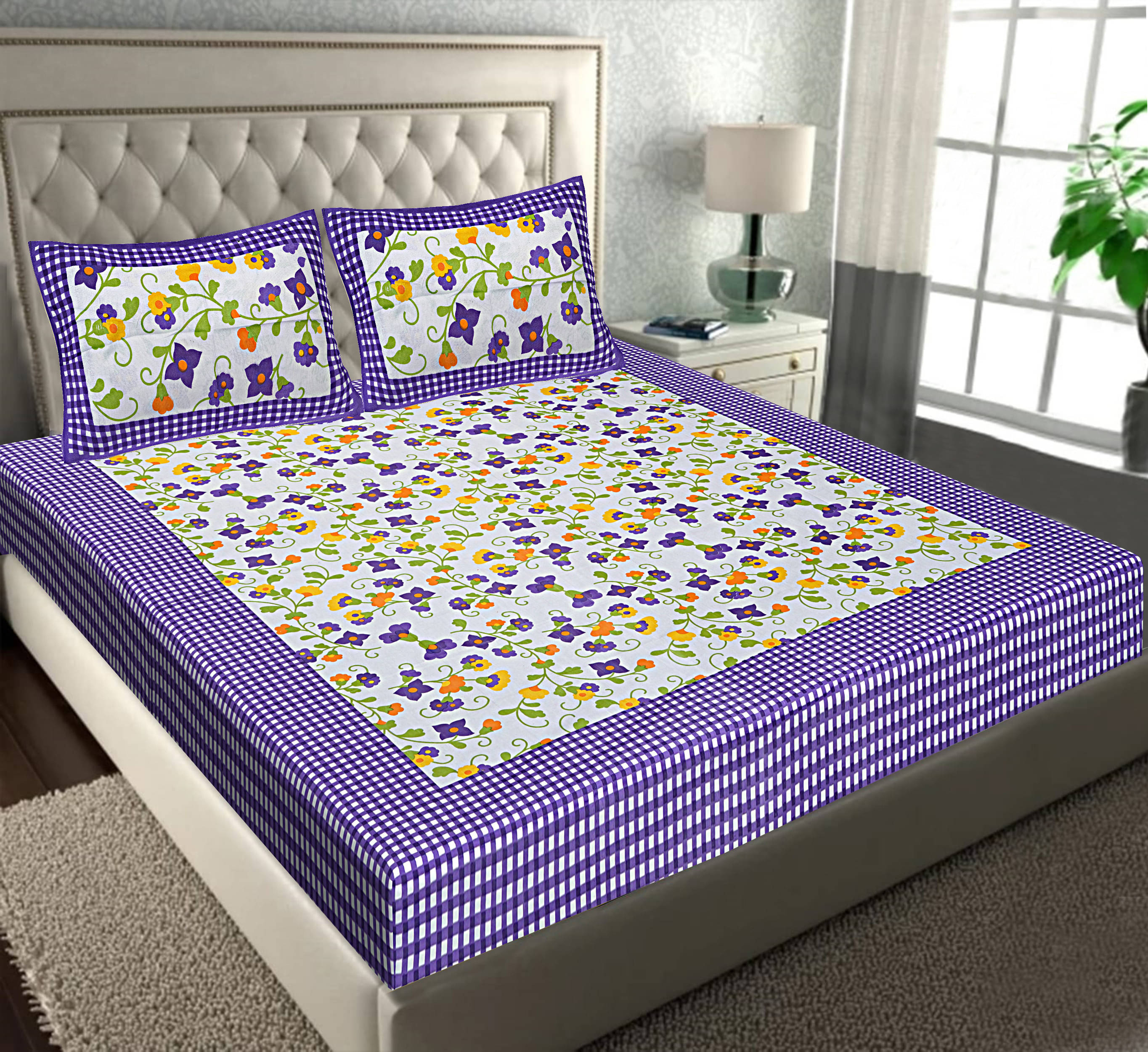     			Batham Handloom Cotton 1 Double Bedsheet with 2 Pillow Covers ( Red )