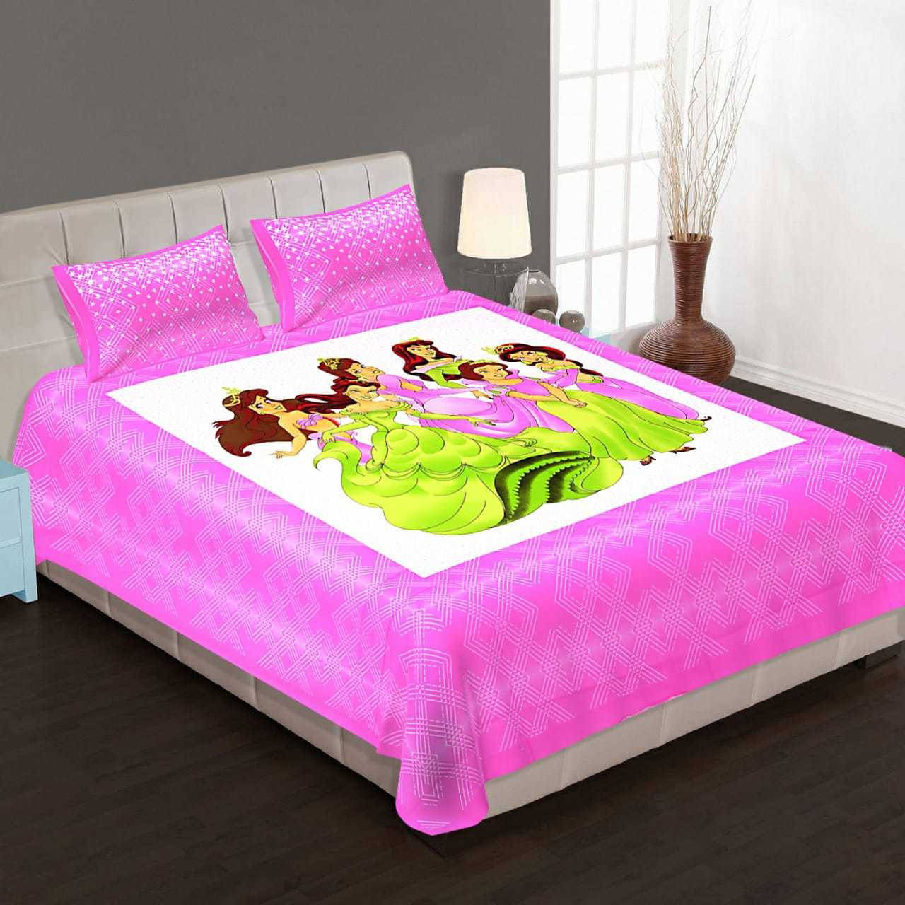     			Batham Handloom Cotton 1 Double Bedsheet with 2 Pillow Covers ( Pink )