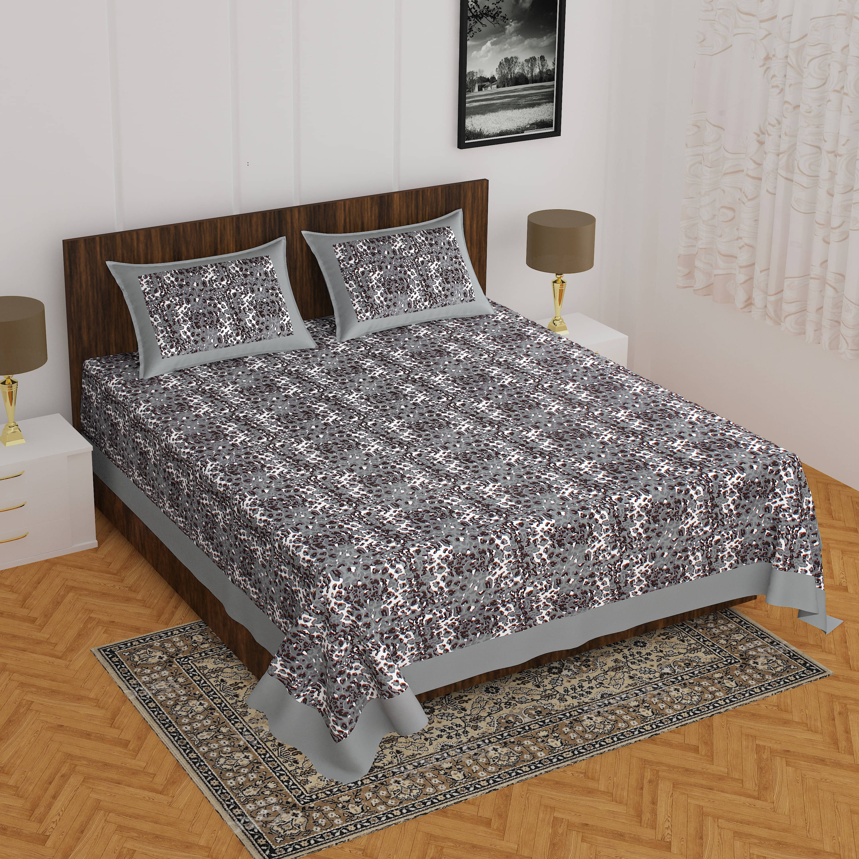 Batham Handloom Cotton 1 Double Bedsheet with 2 Pillow Covers ( Grey ) Batham Handloom Cotton 1 Double Bedsheet with 2 Pillow Covers ( Grey )