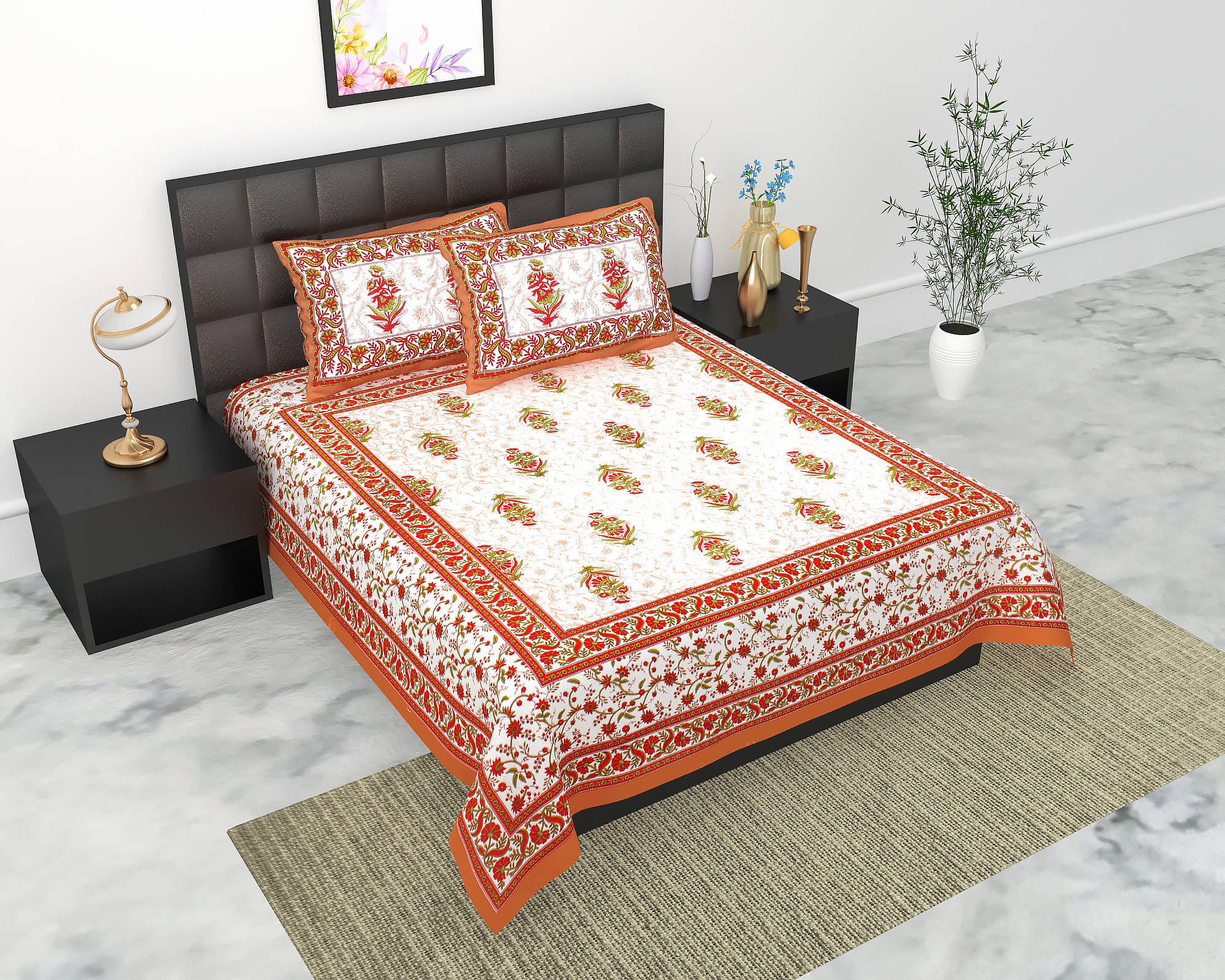 Batham Handloom Cotton 1 Double Bedsheet with 2 Pillow Covers ( Brown ) Batham Handloom Cotton 1 Double Bedsheet with 2 Pillow Covers ( Brown )