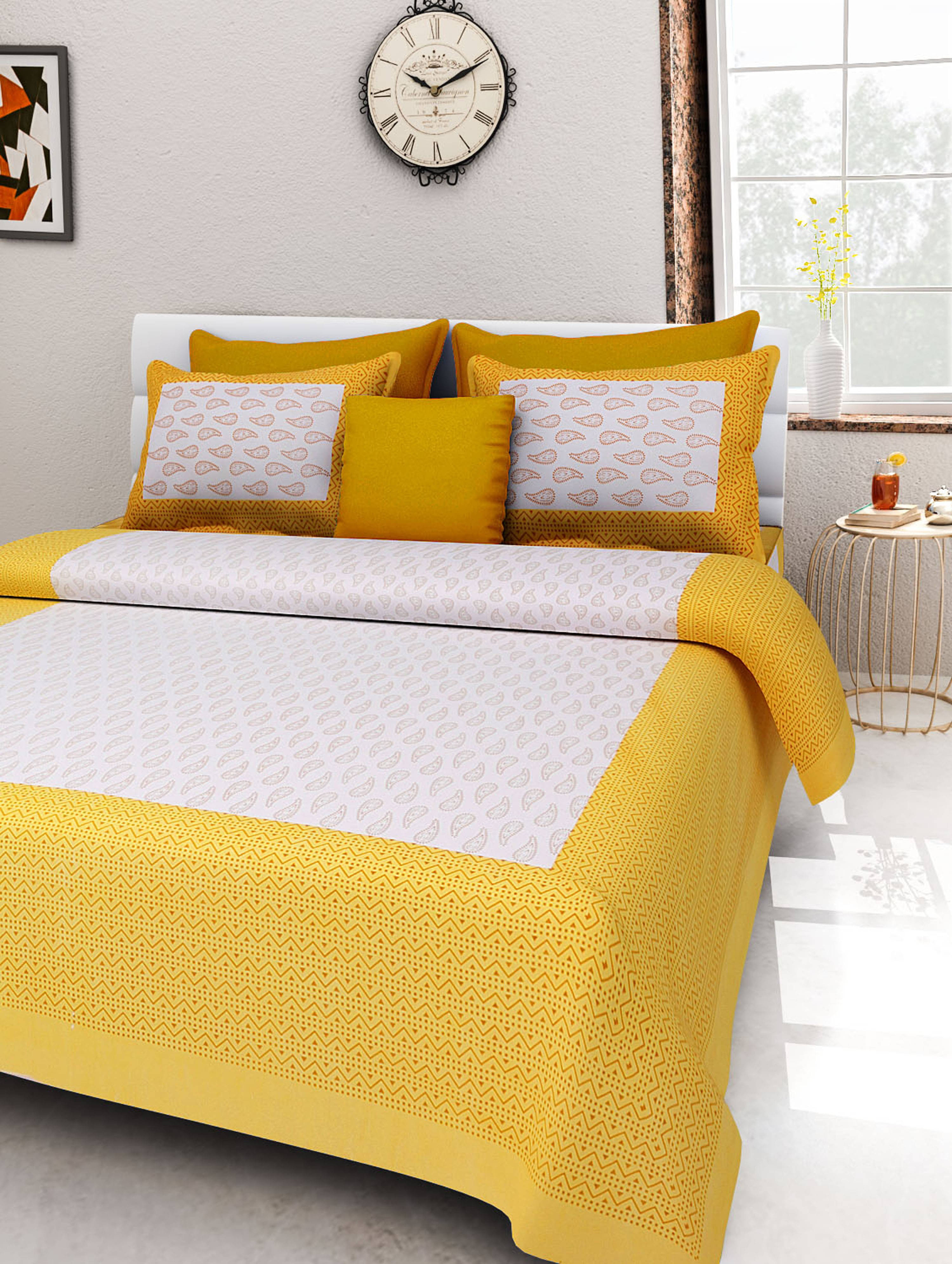     			Batham Handloom Cotton 1 Double Bedsheet with 2 Pillow Covers ( White )