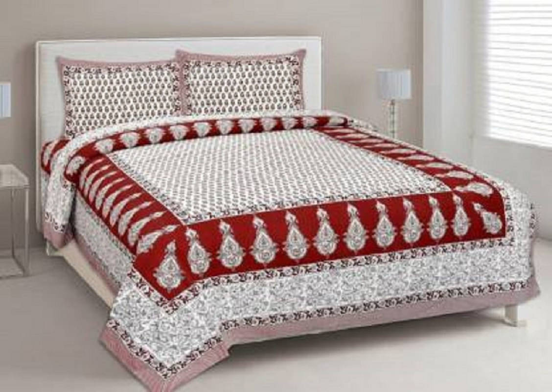     			Batham Handloom Cotton 1 Double Bedsheet with 2 Pillow Covers ( Multicolor )