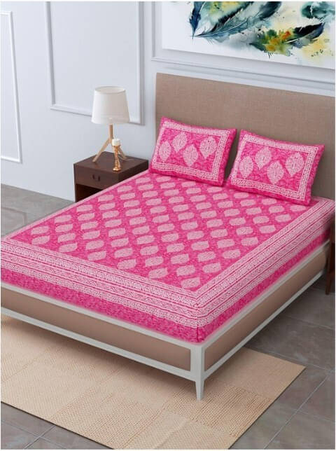     			Batham Handloom Cotton 1 Double Bedsheet with 2 Pillow Covers ( Multicolor )