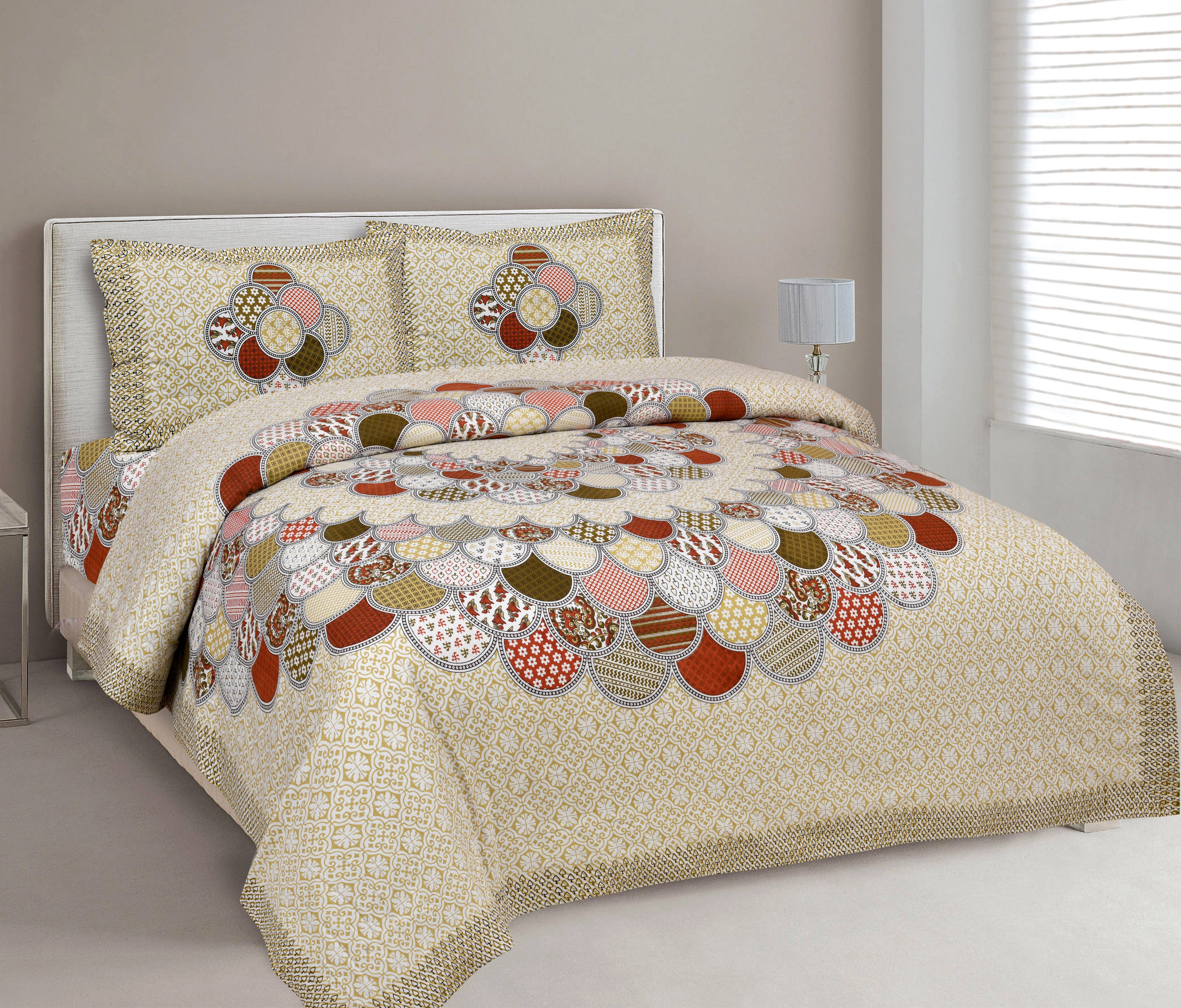     			Batham Handloom Cotton 1 Double Bedsheet with 2 Pillow Covers ( Multicolor )