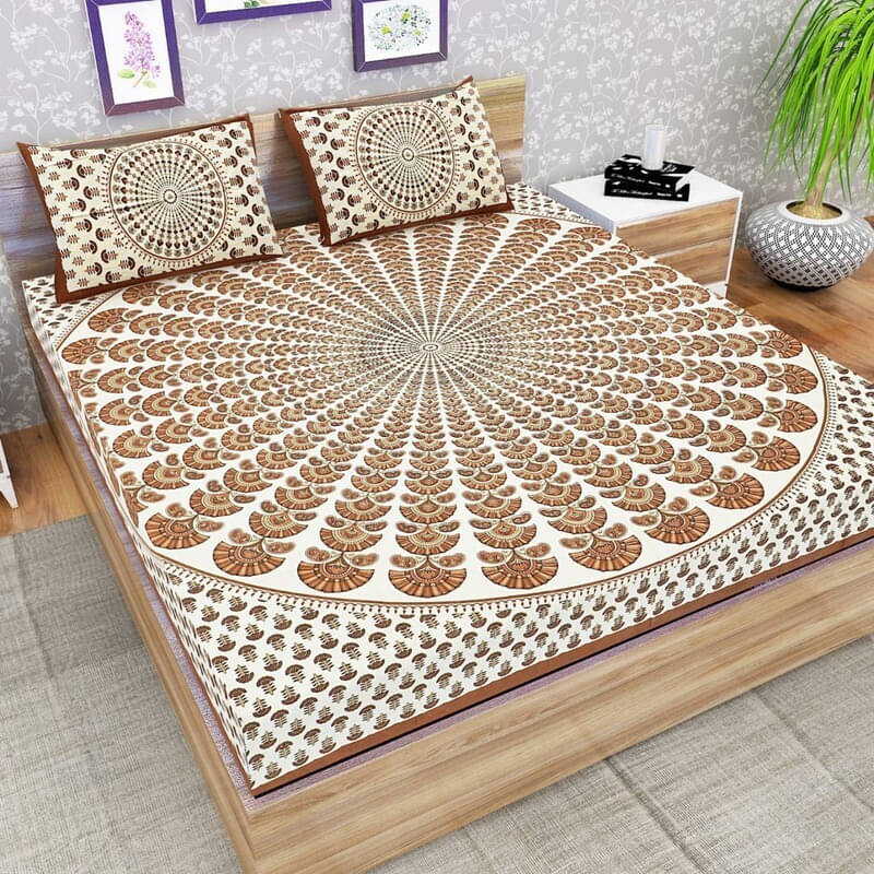     			Batham Handloom Cotton 1 Double Bedsheet with 2 Pillow Covers ( Multicolor )