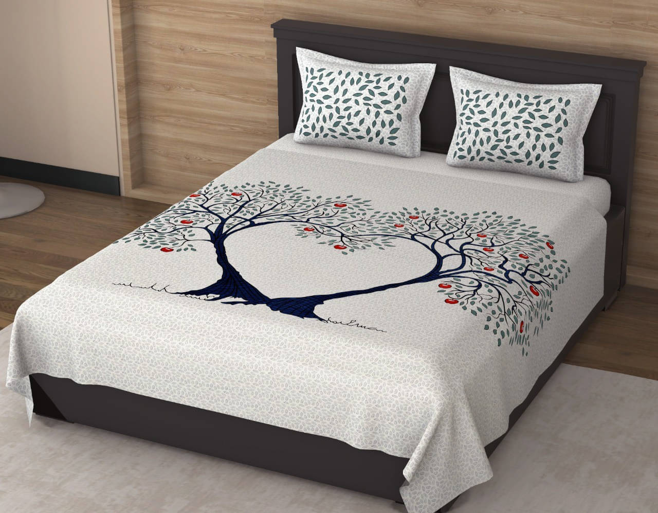     			Batham Handloom Cotton 1 Double Bedsheet with 2 Pillow Covers ( White )