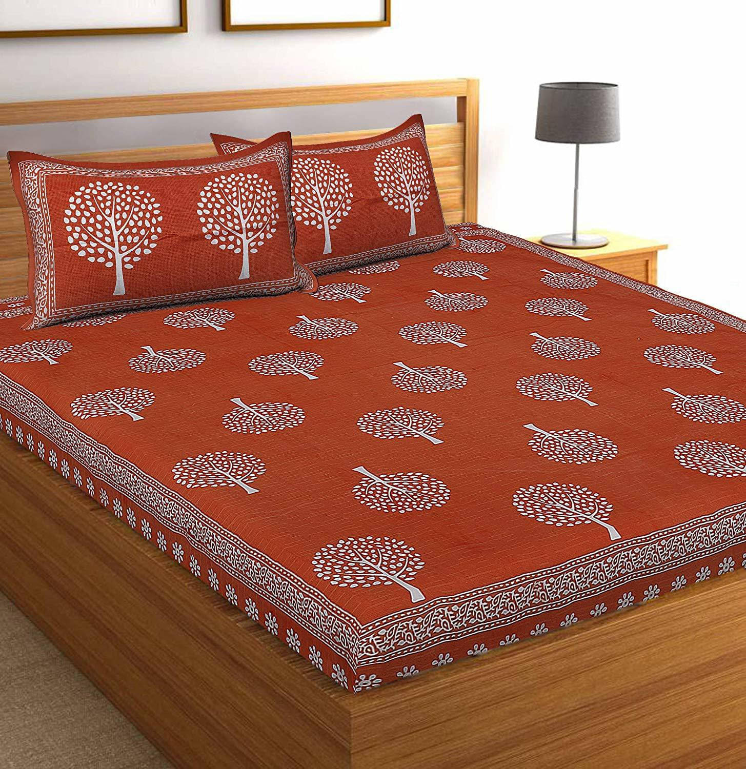     			Batham Handloom Cotton 1 Double Bedsheet with 2 Pillow Covers ( Red )