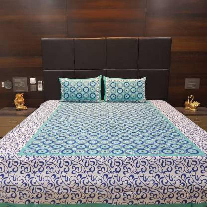 Batham Handloom Cotton 1 Double Bedsheet with 2 Pillow Covers ( Green ) Batham Handloom Cotton 1 Double Bedsheet with 2 Pillow Covers ( Green )