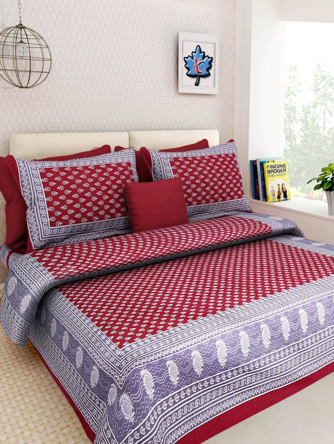Batham Handloom Cotton 1 Double Bedsheet with 2 Pillow Covers ( Maroon ) Batham Handloom Cotton 1 Double Bedsheet with 2 Pillow Covers ( Maroon )