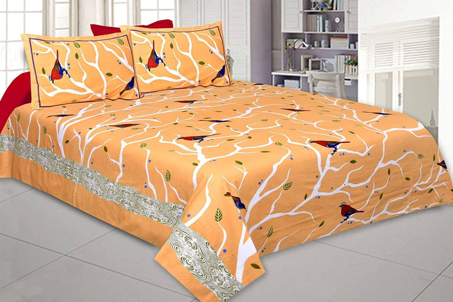     			Batham Handloom Cotton 1 Double Bedsheet with 2 Pillow Covers ( Multicolor )