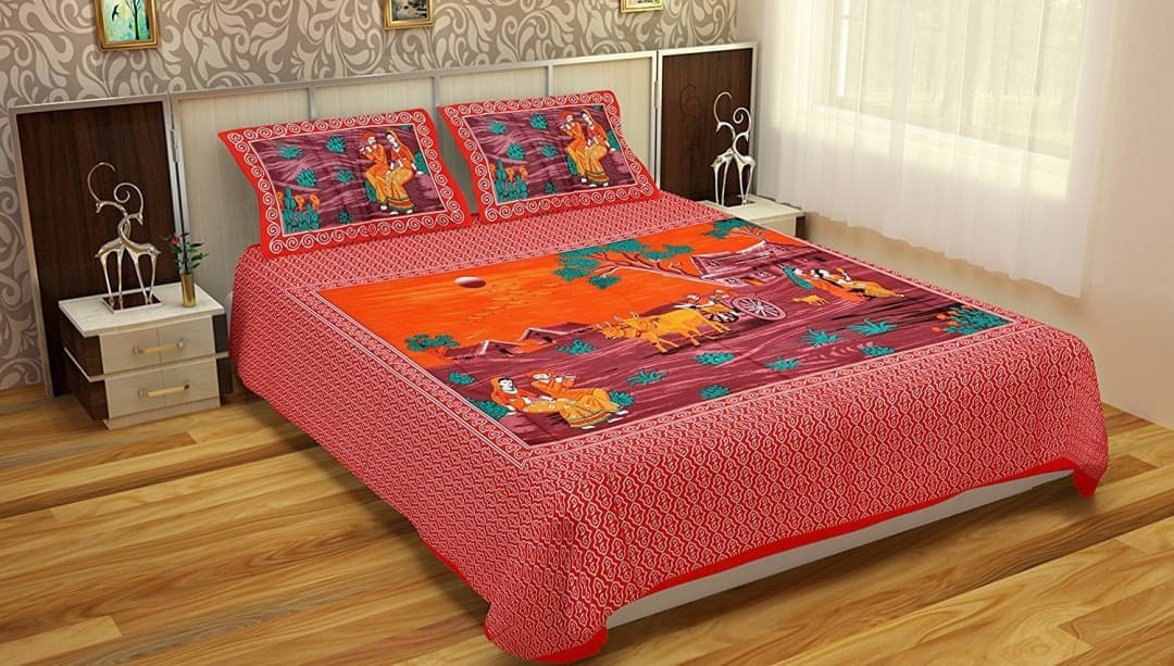 Batham Handloom Cotton 1 Double Bedsheet with 2 Pillow Covers ( Multicolor ) Batham Handloom Cotton 1 Double Bedsheet with 2 Pillow Covers ( Multicolor )