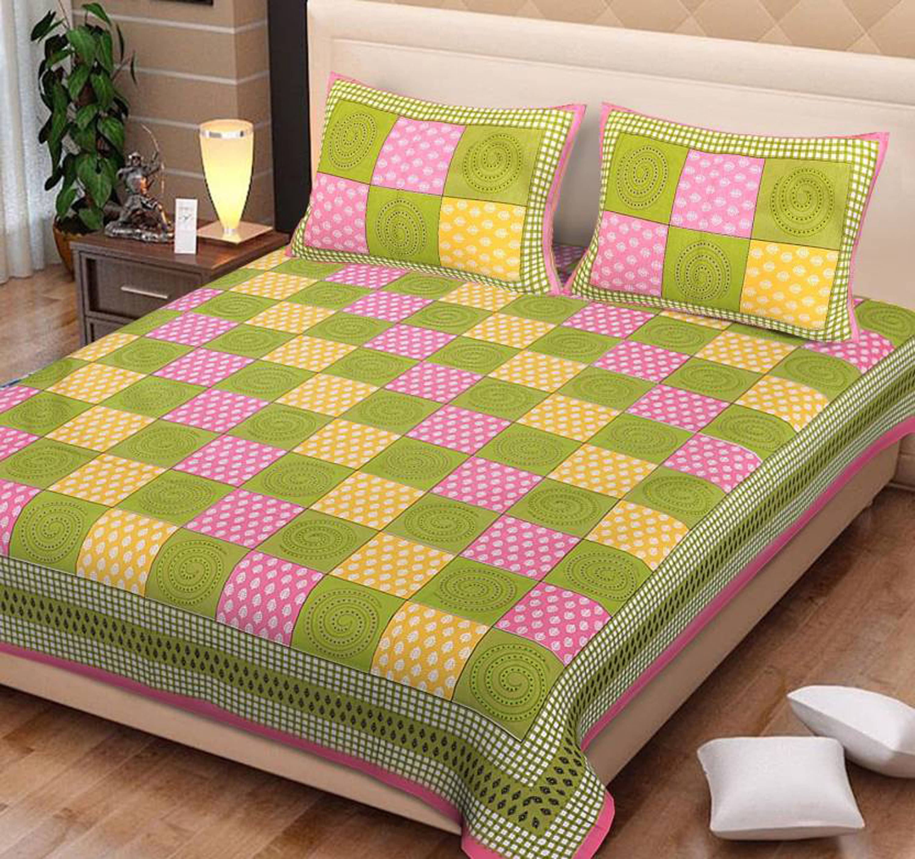     			Batham Handloom Cotton 1 Double Bedsheet with 2 Pillow Covers ( White )