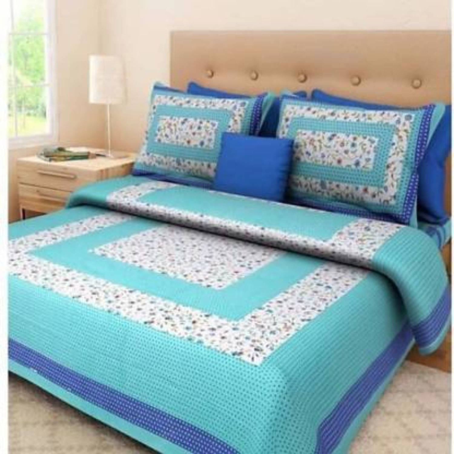 Batham Handloom Cotton 1 Double Bedsheet with 2 Pillow Covers ( Blue )     			Batham Handloom Cotton 1 Double Bedsheet with 2 Pillow Covers ( Blue )