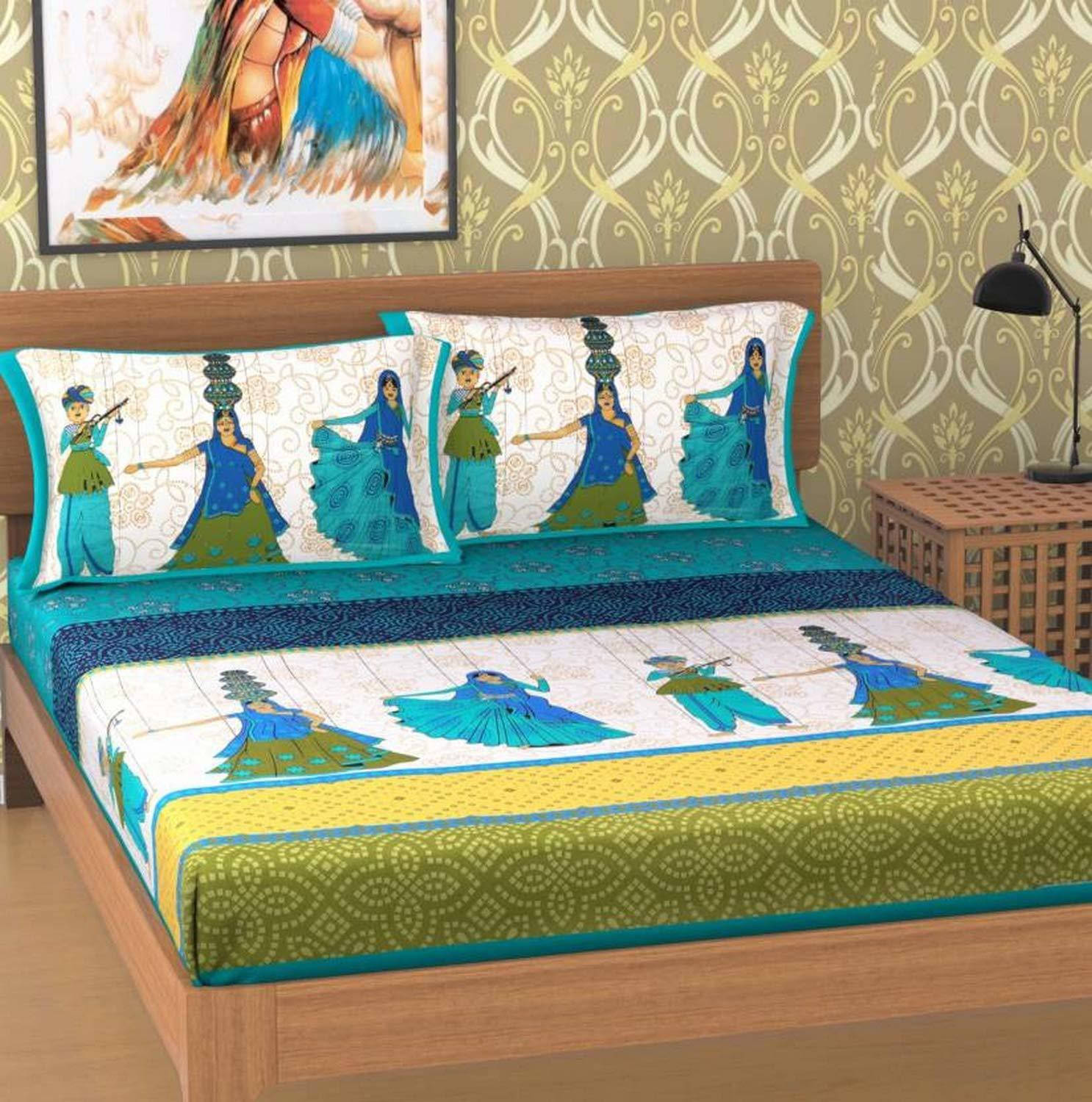 Batham Handloom Cotton 1 Double Bedsheet with 2 Pillow Covers ( Blue ) Batham Handloom Cotton 1 Double Bedsheet with 2 Pillow Covers ( Blue )