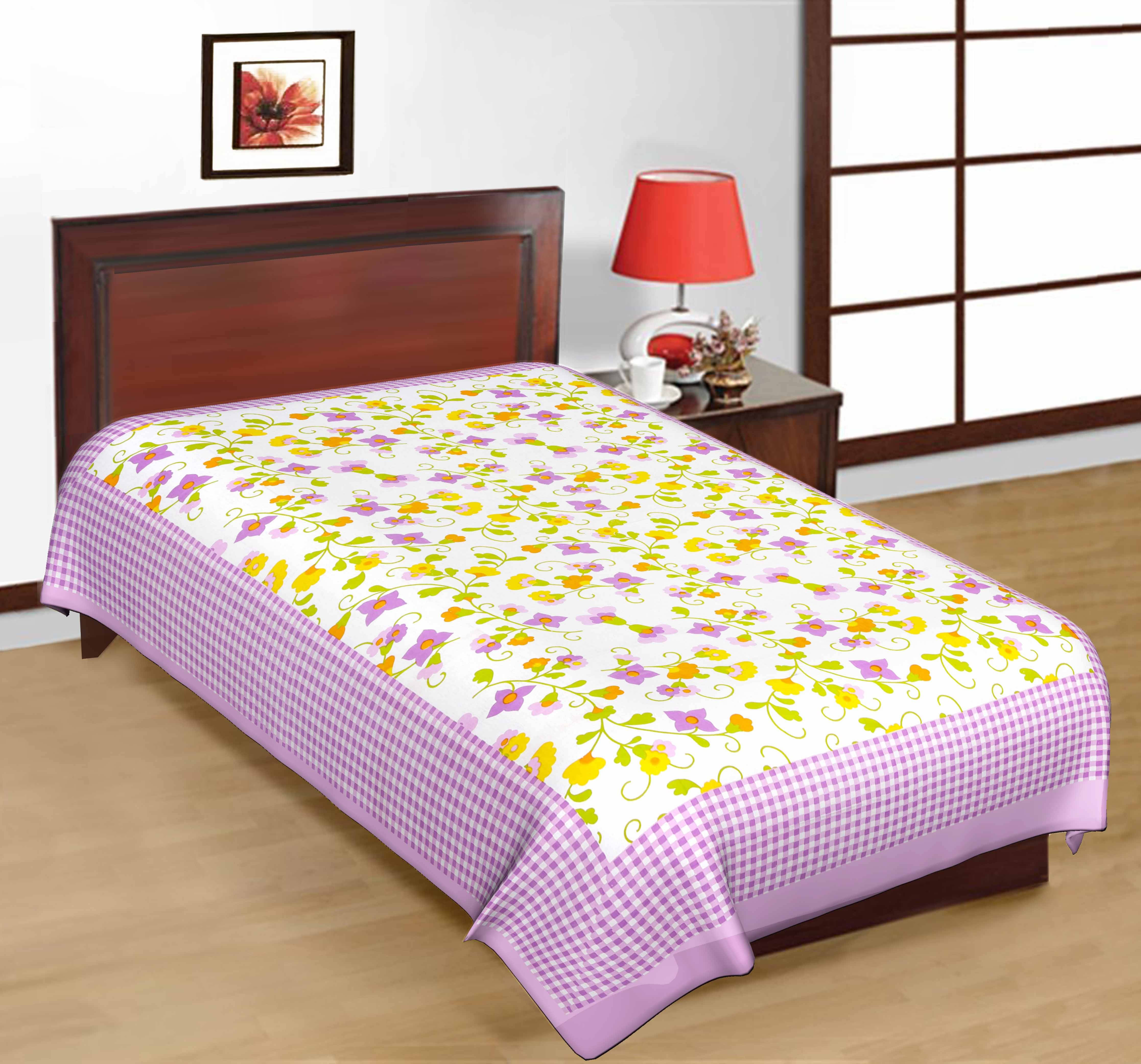     			Batham Handloom Cotton 1 Single Bedsheet with 1 Pillow Cover ( Purple )