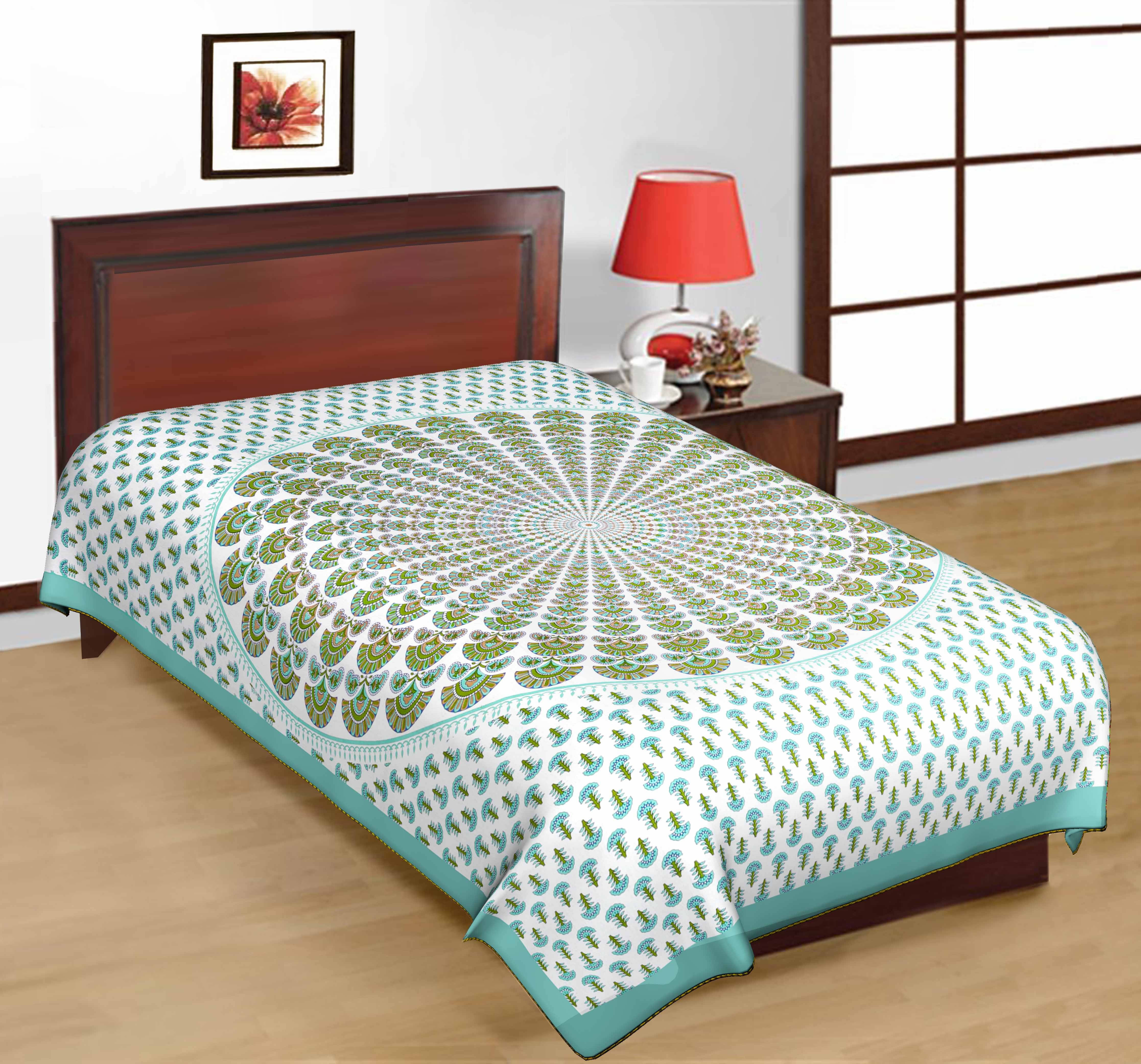 Batham Handloom Cotton 1 Single Bedsheet with 1 Pillow Cover ( Green )     			Batham Handloom Cotton 1 Single Bedsheet with 1 Pillow Cover ( Green )
