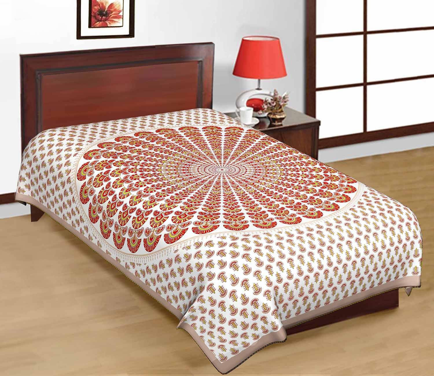     			Batham Handloom Cotton 1 Single Bedsheet with 1 Pillow Cover ( Brown )