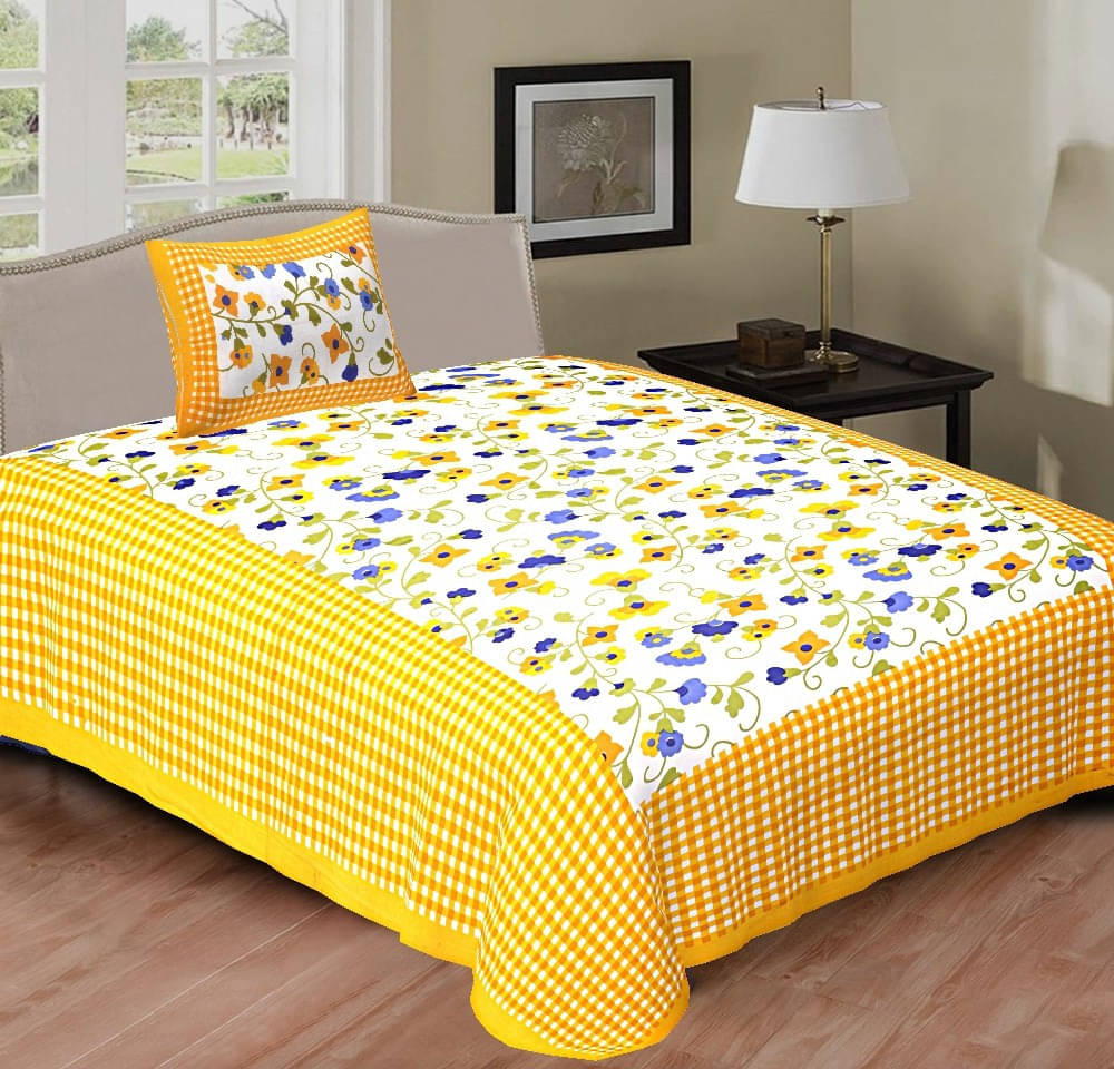 Batham Handloom Cotton 1 Single Bedsheet with 1 Pillow Cover ( Multicolor ) Batham Handloom Cotton 1 Single Bedsheet with 1 Pillow Cover ( Multicolor )